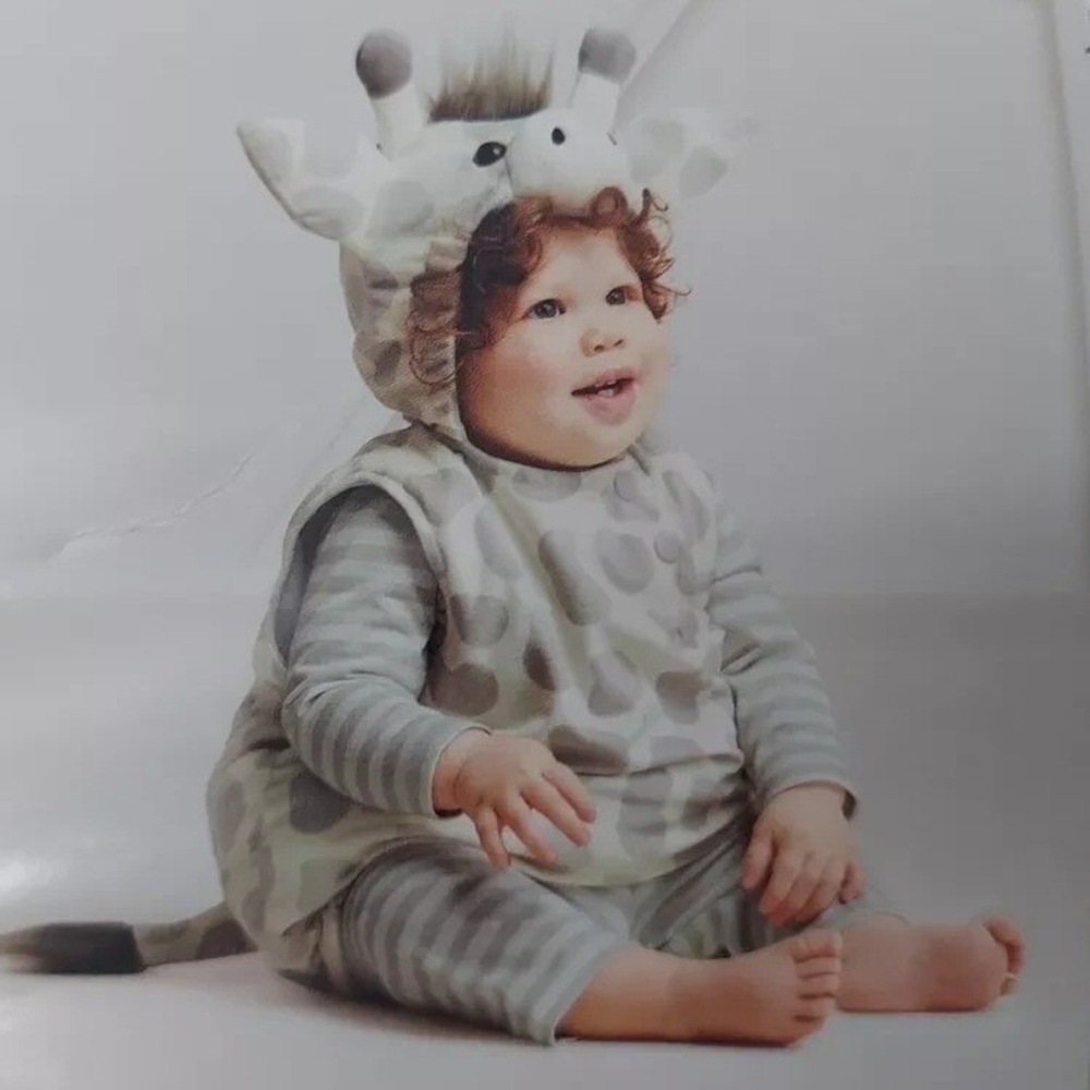 Giraffe Infant Costume 0 3 6 Month Plush Hooded Jumpsuit Animal Halloween Safari